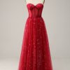 Special Occasion HELLYMOON | Strapless A Line Corset Prom Dress Red