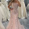 Prom Dresses HELLYMOON | Mermaid Spaghetti Straps Beaded Prom Dress