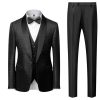 Men HELLYMOON | Shawl Lapel Jacquard 3 Pieces Men'S Suits