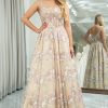 Prom Dresses HELLYMOON | A-Line Spaghetti Straps Beaded Corset Prom Dress Champagne