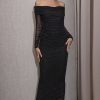 Prom Dresses HELLYMOON | Off The Shoulder Tight Holiday Party Dress With Slit Black