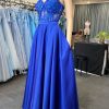 Special Occasion HELLYMOON | A Line Appliques Corset Prom Dress With Pockets Royal Blue