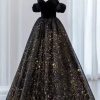 Prom Dresses HELLYMOON | Strapless Sparkly Quinceanera Dresses With Removable Sleeves Black