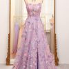 Special Occasion HELLYMOON | A-Line Spaghetti Straps Prom Dress With Appliques Mauve