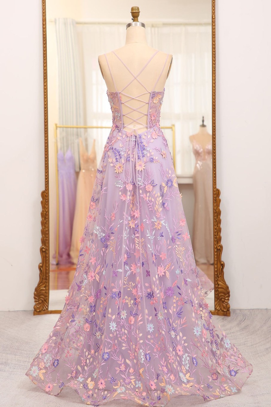 Special Occasion HELLYMOON | A-Line Spaghetti Straps Prom Dress With Appliques Mauve