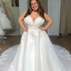 Wedding Dresses HELLYMOON | A-Line Tulle Plus Size Long Wedding Dress With Appliques White