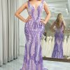 Prom Dresses HELLYMOON | Mermaid Deep V-Neck Long Prom Dress With Sequins Purple