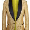 Men HELLYMOON | One Button Jacquard Men'S Prom Blazer Golden