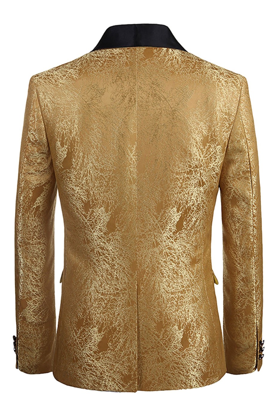 Men HELLYMOON | One Button Jacquard Men'S Prom Blazer Golden