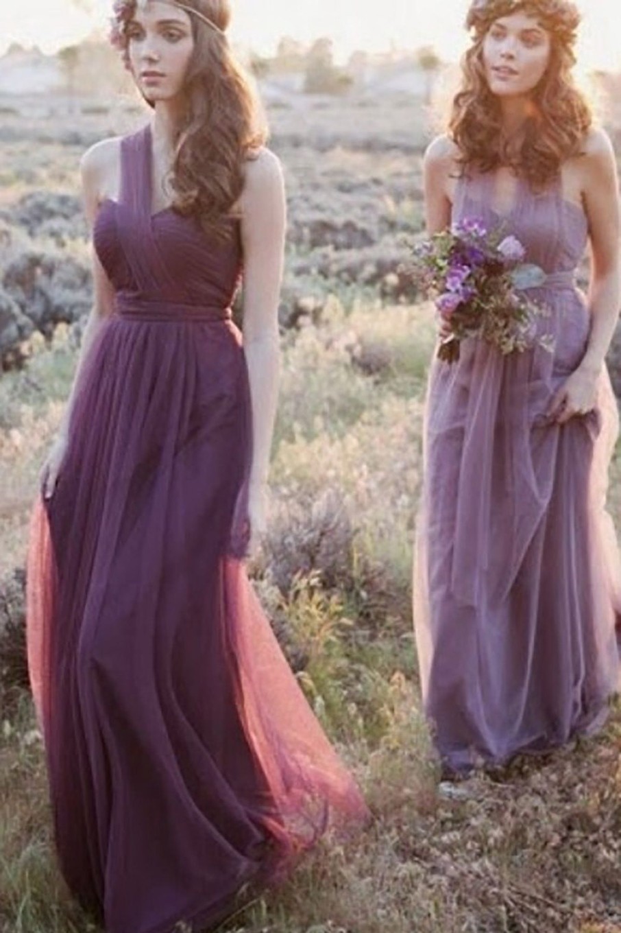 Partywear HELLYMOON | A Line Convertible Wear Chiffon Bridesmaid Dress With Pleated