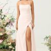 Partywear HELLYMOON | Mermaid Chiffon Long Bridesmaid Dress With Slit Pink