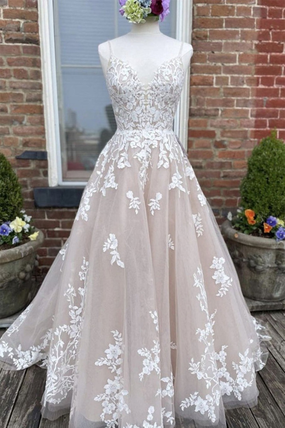 Special Occasion HELLYMOON | Floor Length Wedding Dress With Appliques Apricot