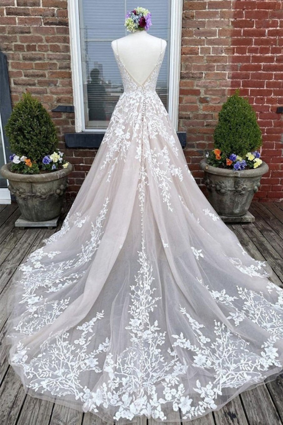 Special Occasion HELLYMOON | Floor Length Wedding Dress With Appliques Apricot