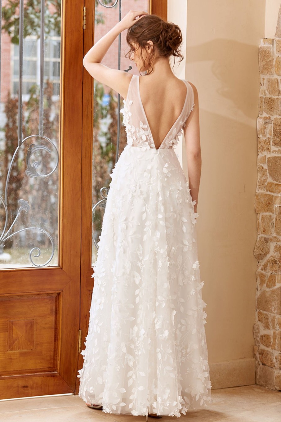 Wedding Dresses HELLYMOON | Appliques Tulle Wedding Dress White