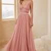 Partywear HELLYMOON | A Line Spaghetti Straps Bridesmaid Dress With Ruffles