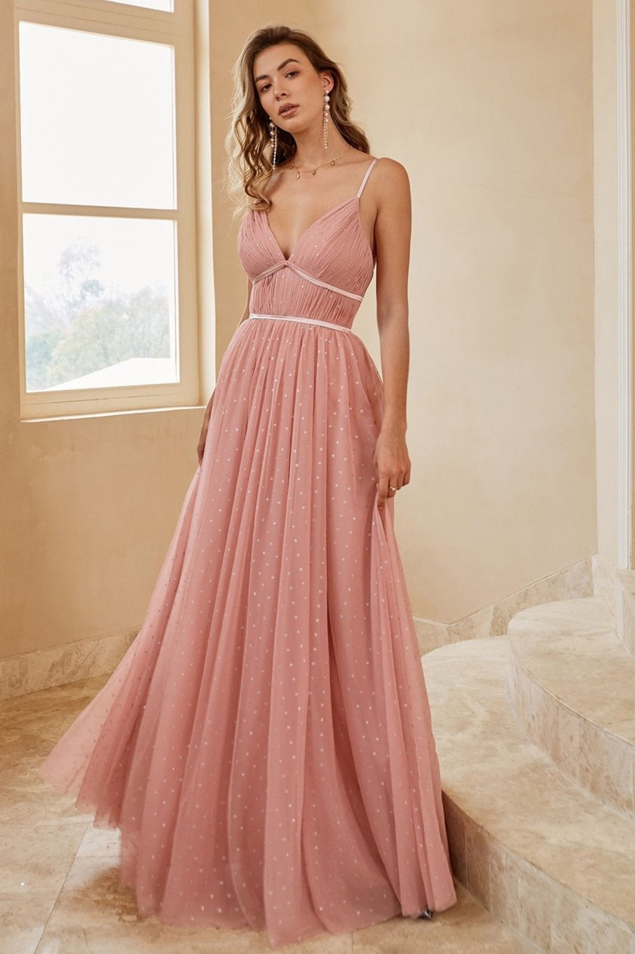 Partywear HELLYMOON | A Line Spaghetti Straps Bridesmaid Dress With Ruffles