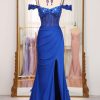 Prom Dresses HELLYMOON | Sparkly Mermaid Off The Shoulder Long Prom Dress With Appliques Royal Blue