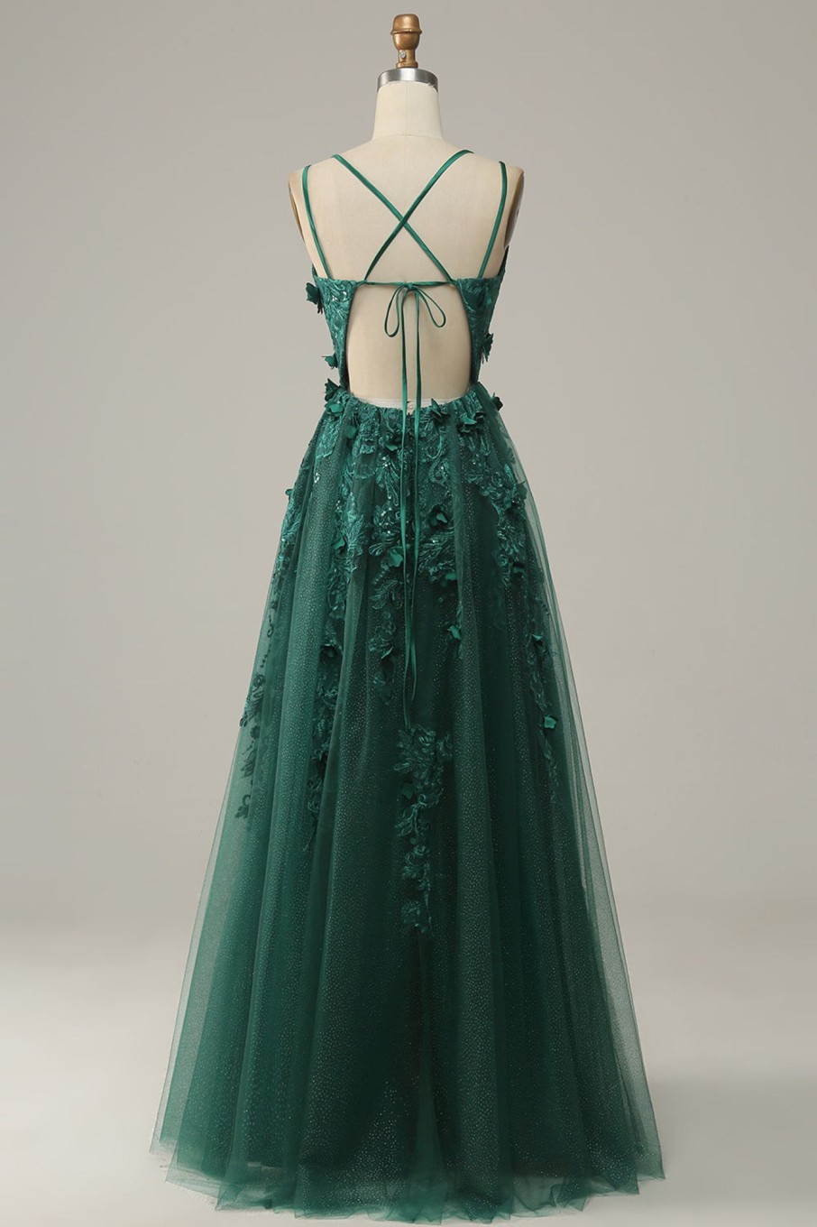 Special Occasion HELLYMOON | A Line Tulle Prom Dress With Slit Dark Green