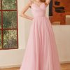 Prom Dresses HELLYMOON | Glitter Lace-Up Ruched Princess Prom Dress Pink