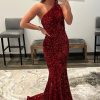 Prom Dresses HELLYMOON | One Shoulder Sequins Mermaid Sparkly Prom Dress