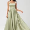 Partywear HELLYMOON | Satin A Line Green Bridesmaid Dress With Pockets