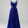 Prom Dresses HELLYMOON | Sparkly Lace-Up Back Prom Dress With Slit Royal Blue