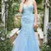 Prom Dresses HELLYMOON | Mermaid Tulle Prom Dress With Criss Cross Back Blue