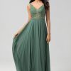 Partywear HELLYMOON | A Line V Neck Long Bridesmaid Dress With Beading