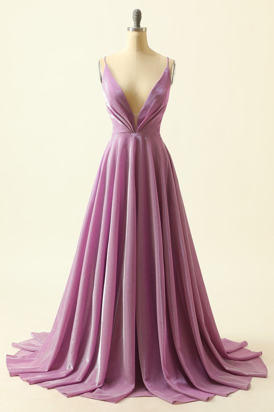 Prom Dresses HELLYMOON | V-Neck A Line Glitter Prom Dress Purple