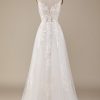 Wedding Dresses HELLYMOON | A-Line Tulle Criss-Cross Straps Back Wedding Dress Ivory