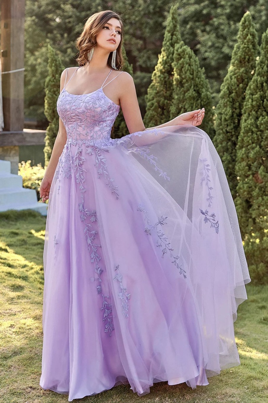 Prom Dresses HELLYMOON | Spaghetti Straps A-Line Princess Prom Dress Lavender