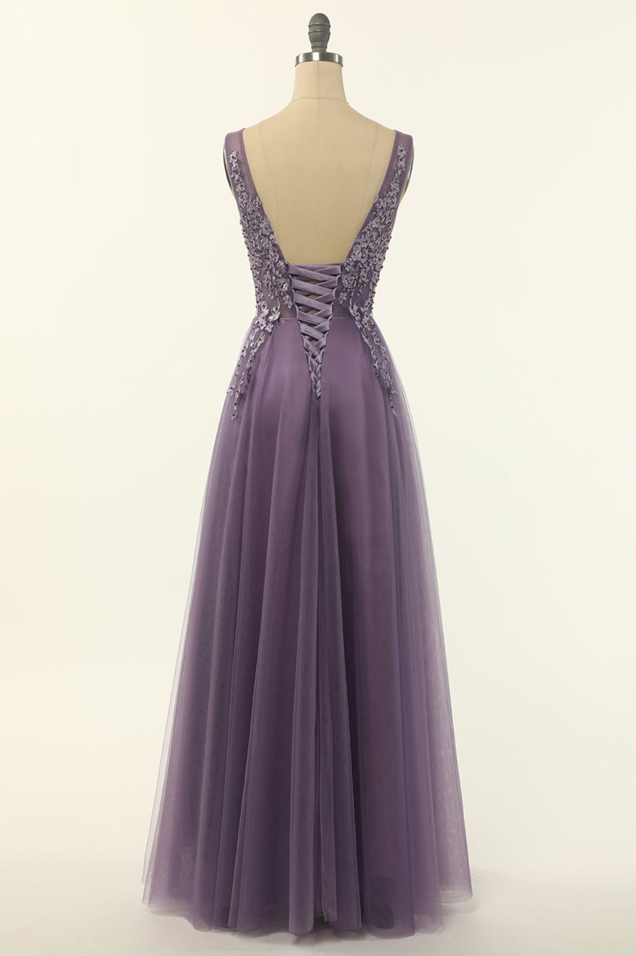 Prom Dresses HELLYMOON | Tulle A-Line Prom Dress With Beading Purple