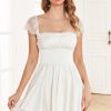 Special Occasion HELLYMOON | A Line Square Neck Graduation Dress With Lace White