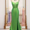 Prom Dresses HELLYMOON | Mermaid Spaghetti Straps Prom Dress With Slit Green