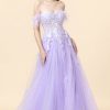 Special Occasion HELLYMOON | A Line Sweetheart Lavender Long Prom Dress With Appliques Purple