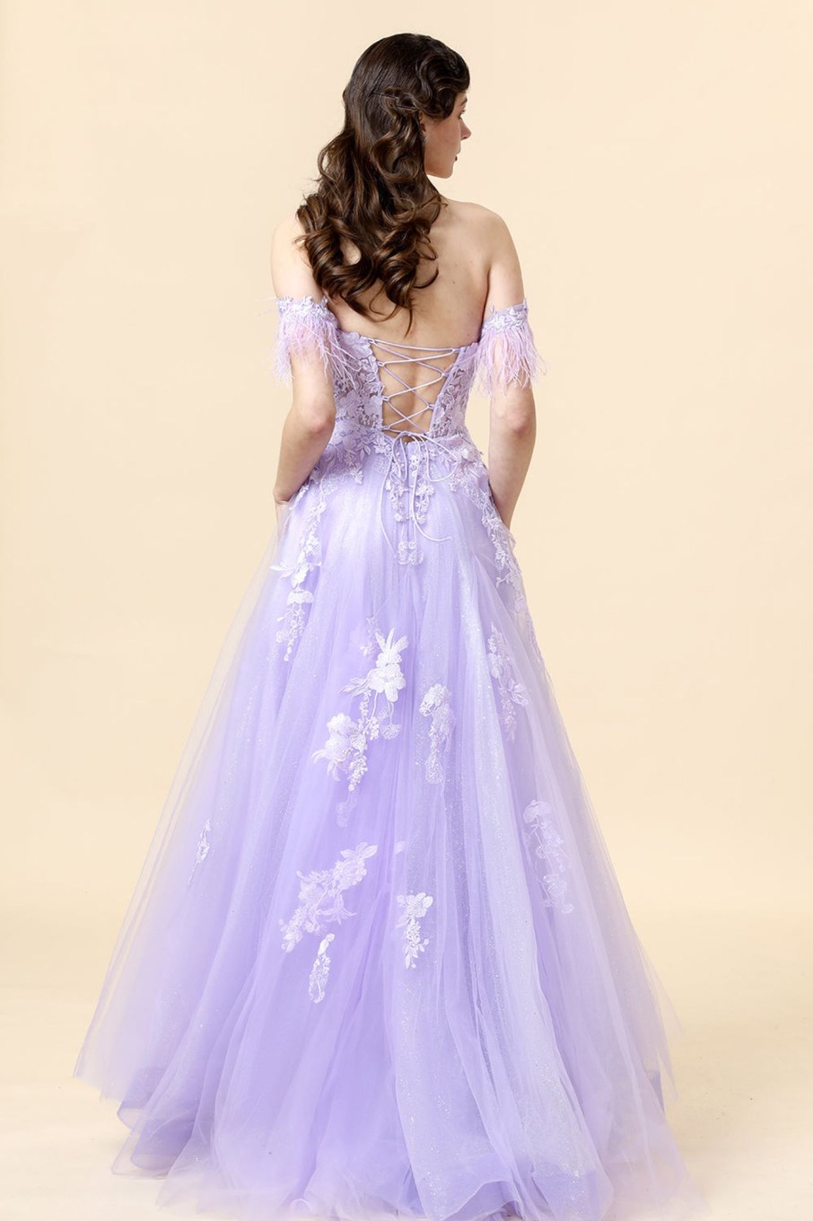 Special Occasion HELLYMOON | A Line Sweetheart Lavender Long Prom Dress With Appliques Purple