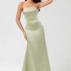 Partywear HELLYMOON | Strapless Satin Sheath Green Bridesmaid Dress