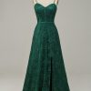 Special Occasion HELLYMOON | Lace Spaghetti Straps Corset Prom Dress Dark Green