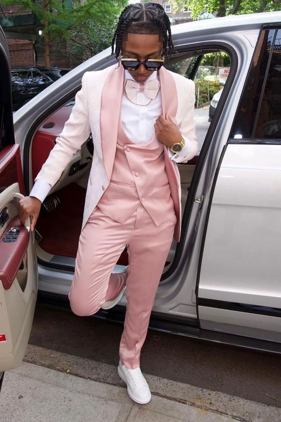 Men HELLYMOON | Shawl Lapel 3 Piece Men'S Prom Suits Light Pink