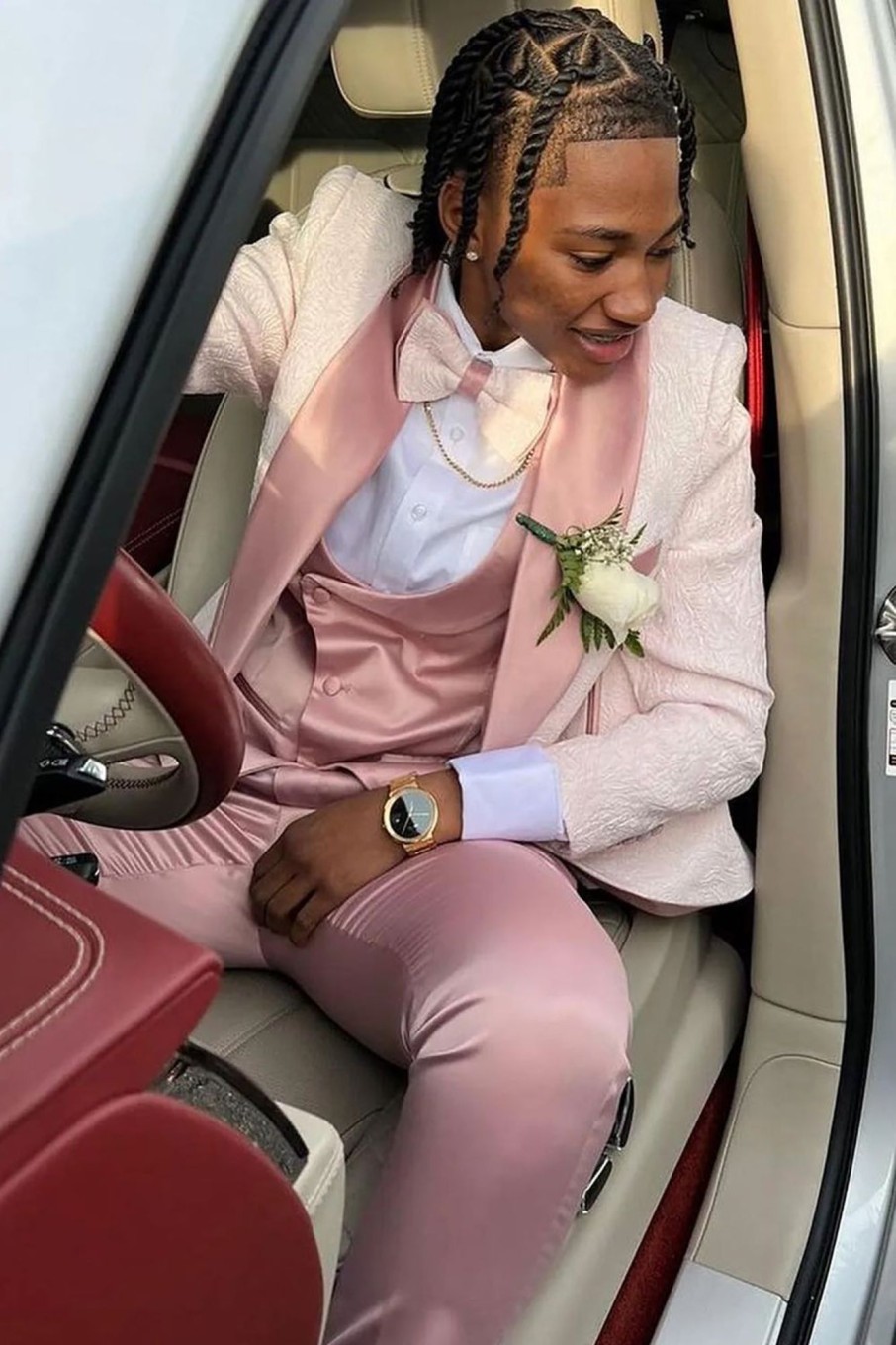 Men HELLYMOON | Shawl Lapel 3 Piece Men'S Prom Suits Light Pink