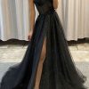 Prom Dresses HELLYMOON | Tulle Corset Prom Dress With Slit Black