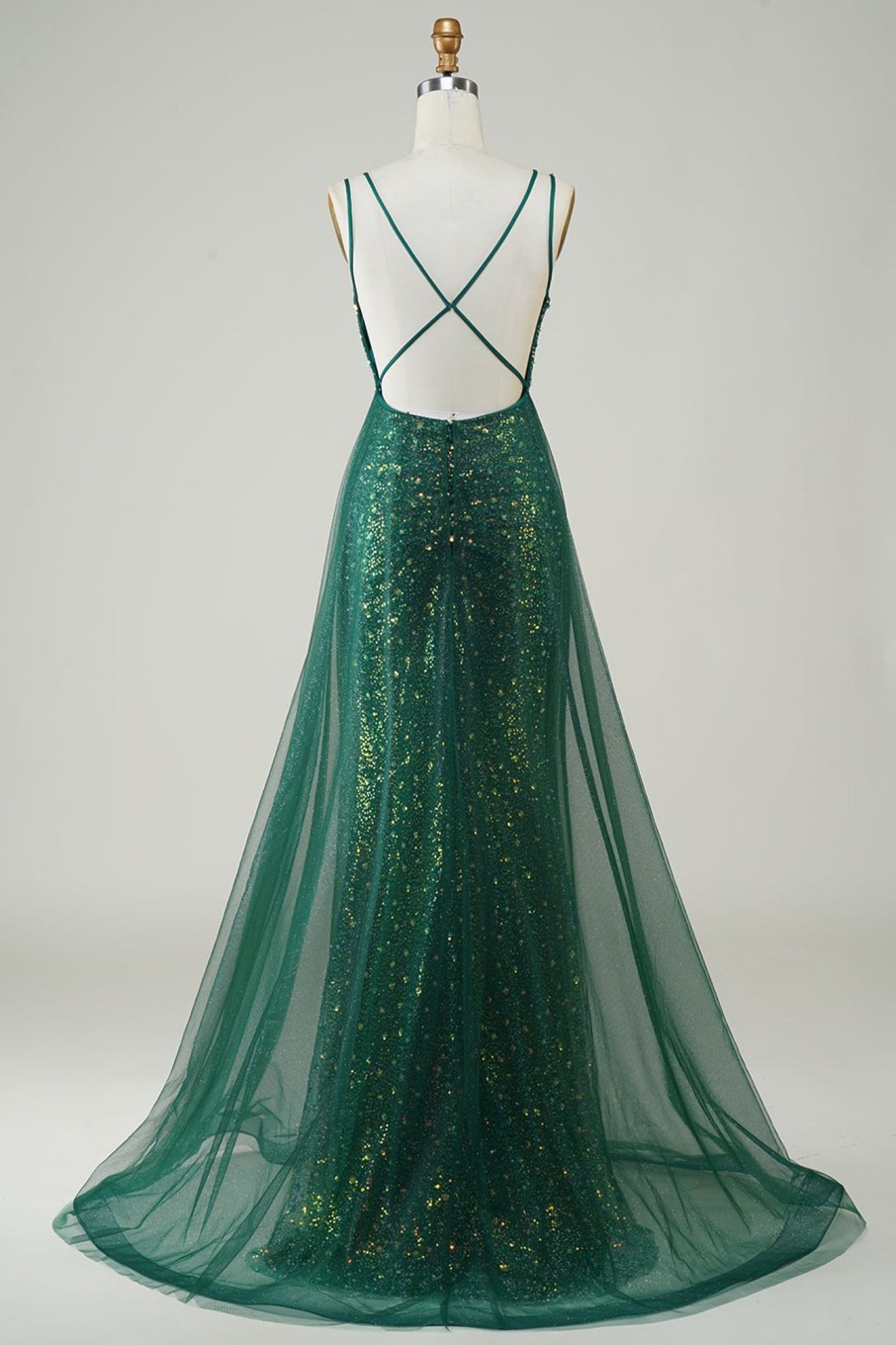 Prom Dresses HELLYMOON | Sparkly Beaded Long Prom Dress Dark Green