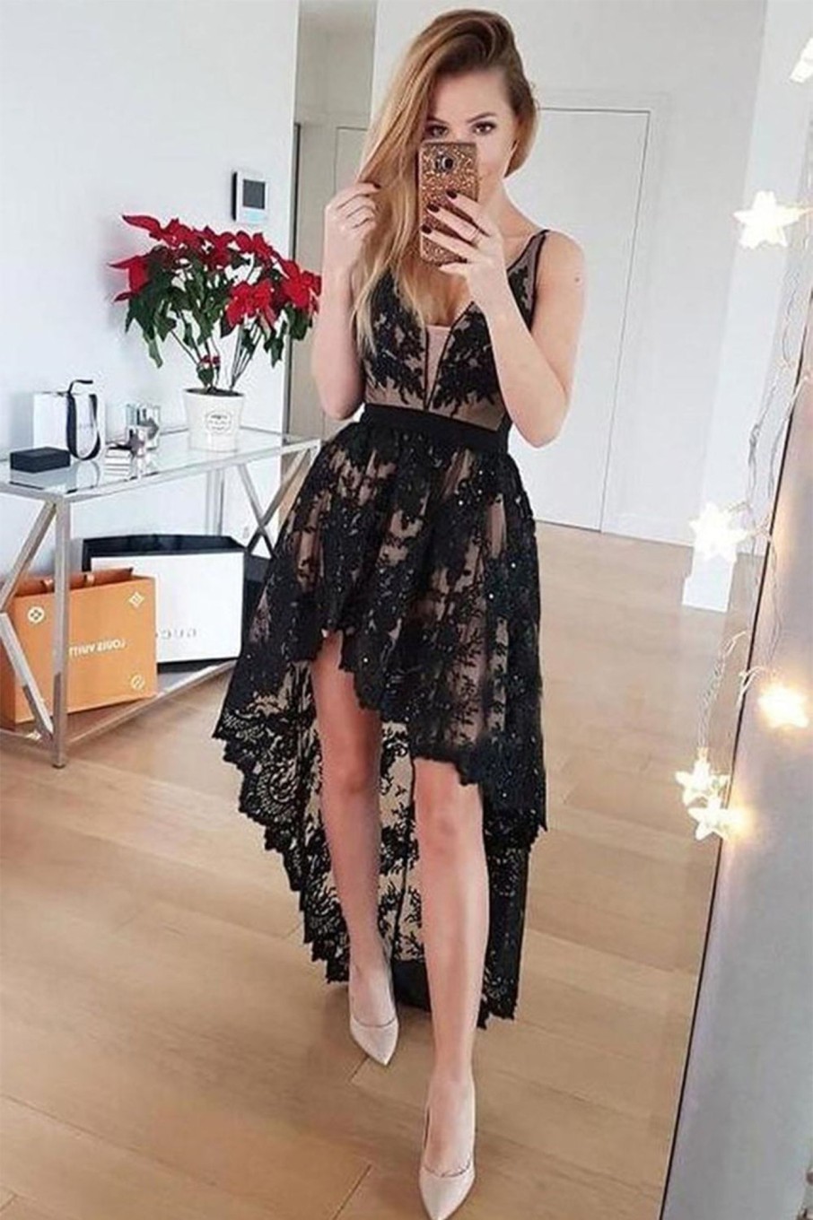 Special Occasion HELLYMOON | High Low Lace Party Dress Black