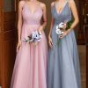 Partywear HELLYMOON | A Line Spaghetti Straps Bridesmaid Dress Grey Pink