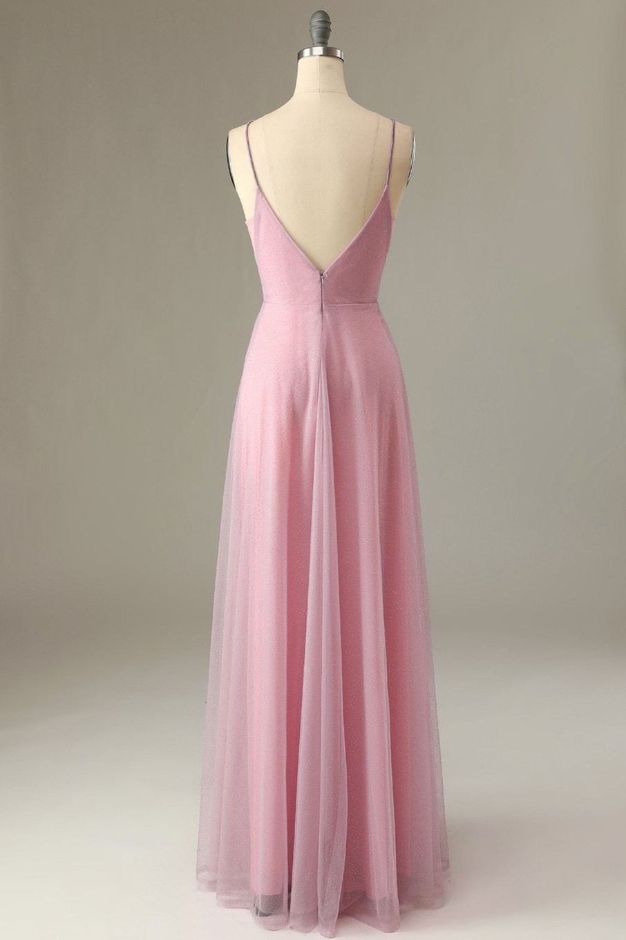 Partywear HELLYMOON | A Line Spaghetti Straps Bridesmaid Dress Grey Pink