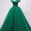 Prom Dresses HELLYMOON | Off The Shoulder Quinceanera Dress With Beading Green