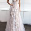 Special Occasion HELLYMOON | Champagne Long Prom Dress With Lace Pink