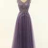 Special Occasion HELLYMOON | Tulle A-Line Prom Dress With Beading Purple