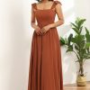 Partywear HELLYMOON | Chiffon A-Line Floor Length Bridesmaid Dress With Ruffles