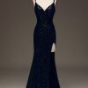 Prom Dresses HELLYMOON | Sparkly Sequin Mermaid Long Prom Dress With Slit Black